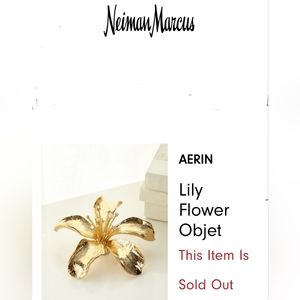 Aerin Golden Lilly Flower w Rose Quartz Embellishments New